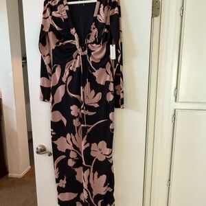 Anthropologie Black and Tan Floral Dress